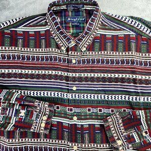 Siegfried Western Shirt Mens L Blue Aztec Southwestern Vintage Casual Cowboy